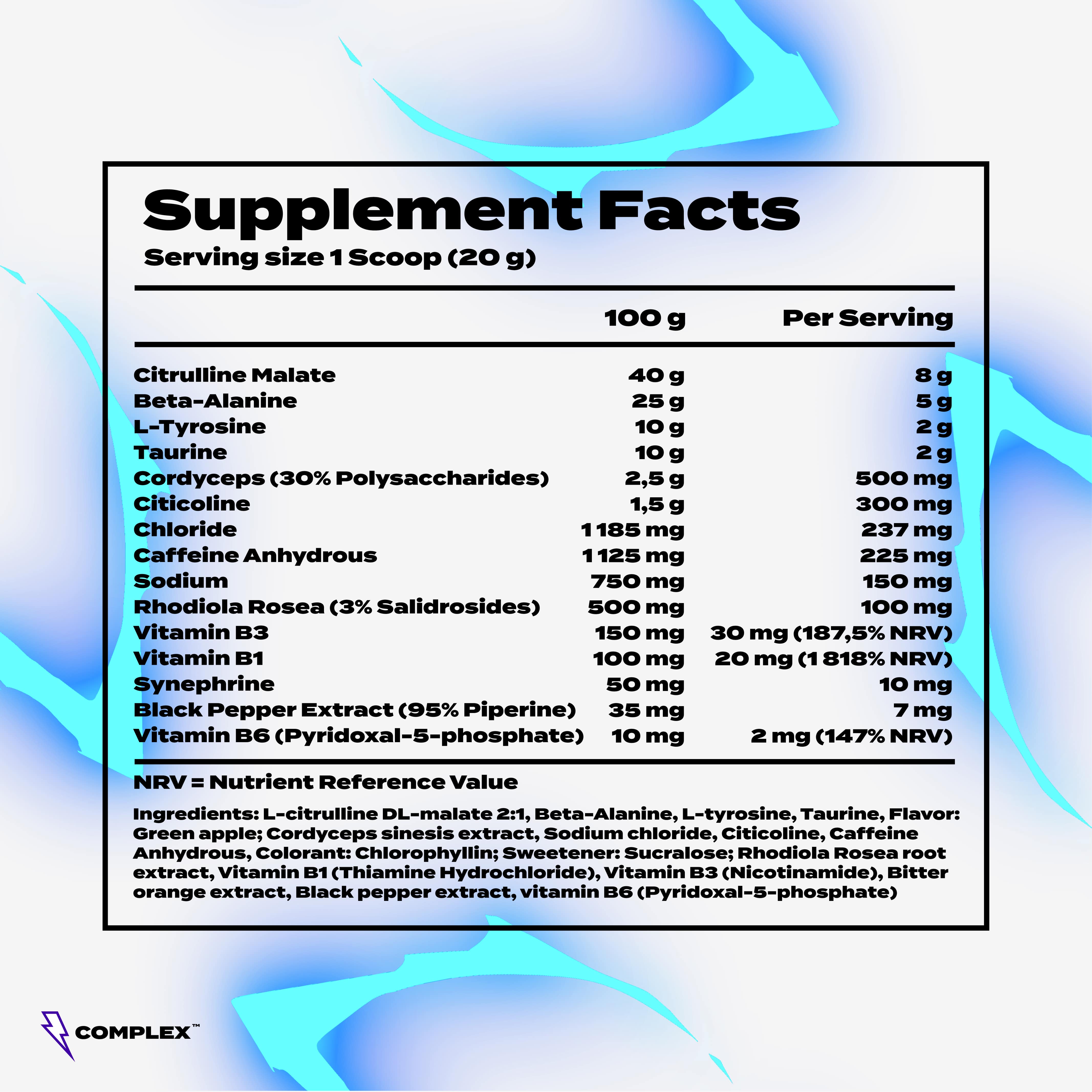 Complex Titan Pre-workout - Zusammensetzung